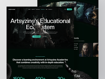 Artsyzine - Academy Page Design academy agency clean company course creative creative agency design homepage interface landing page training ui ui design uiux web web app web design website website design