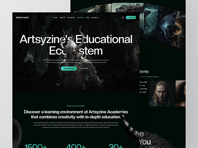 Artsyzine - Academy Page Design academic academy agency clean course creative creative agency design homepage interface landing page landing page design training ui ui design uiux web web design website website design