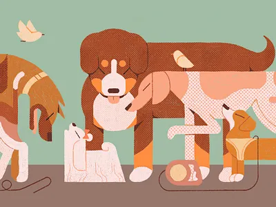 Dogs on a Walk animal animals design dog dogs illustration pets walk walking