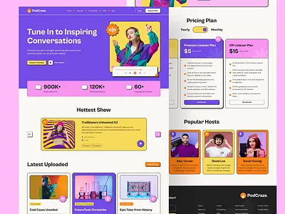 Podcraze - Audio Podcast Landing Page audio business figma landing page playful podcast ui ui design ui template uiux website