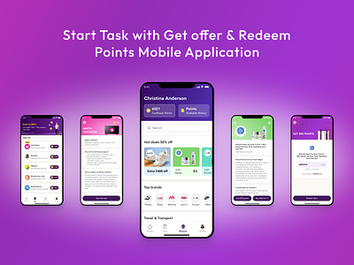 Start Task with Get offer & Redeem Points Mobile Application adobe suites animation branding figma graphic design mobile app mobile design motion graphics prototyping ui