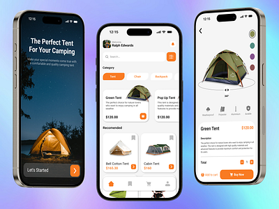 Camping Equipment App branding camp camping equipment mobile app mobile app design online store tend ui