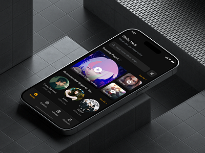 🎵 Musicly - Music Player App Design album app artist branding dark design home library lyrics mobile mockup music player repeat search singer song spotify ui ux