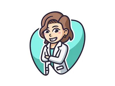 Pediatric Dentist Cartoon Logo brand branding cartoon cute dentist design icon identity illustration logo logo design mascot pediatric