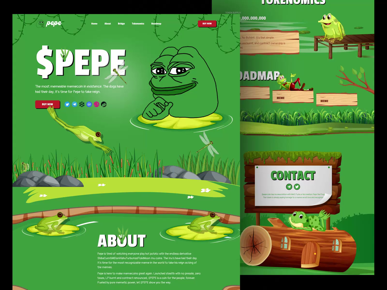 Pepe Meme Coin Landing Page Design by Arafat Mahfuz on Dribbble