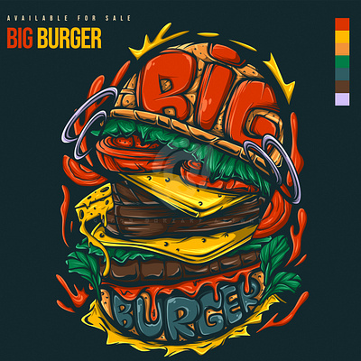 BIG BURGER apparel art branding burger character design doodle food graphic design illustration junkfood logo merchandise restaurant vector