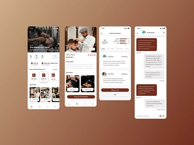 Groom Now App Screens app barbershop app beauty app booking app hairstylist app salon appointment app booking salons design clean design hairdresser grooming app haircut salon app mobile app services barbershop ui