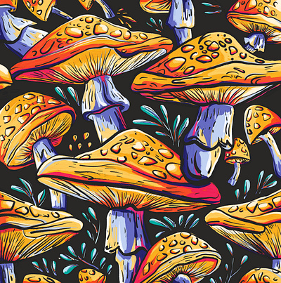 Mushrooms pattern colourful design graphic design mushroom mushrooms mushrooms pattern pattern