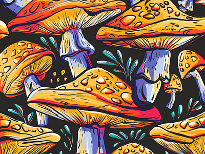 Mushrooms pattern colourful design graphic design mushroom mushrooms mushrooms pattern pattern