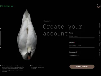 Swan - Sign up web design dailyui day01 ui web webdesign