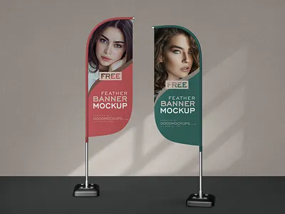 Free Front/Back Convex Feather Flag Banner Mockup PSD banner mockup feather flag feather flag mockup free banner mockup free mockup front back banner mockup mockup outdoor banner mockup