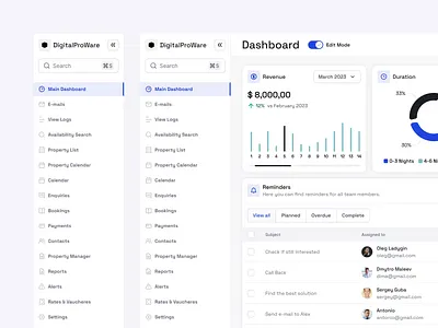 🪞SaaS Dashboard for Management. Booking a Property. animation before after charts crm dashboard design design loading management minimalism navigation product design saas sidebar skeleton tables tabs ui ui design ux ux design