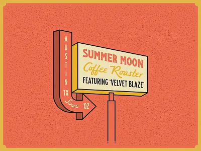 Summer Moon Coffee - Signage apparel austin branding cafe classic coffee shop design editorial illustration line lineart logo magazine illustration merch merchandise monoline retro roaster signage vintage