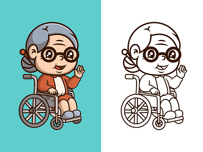 Grandmother Activities branding cartoon cute design family female grandfather grandma grandparents granny icon illustration illustration art kawaii logo mascot old lady vector