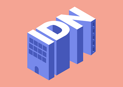 Isometric IDN Text graphic design isometric