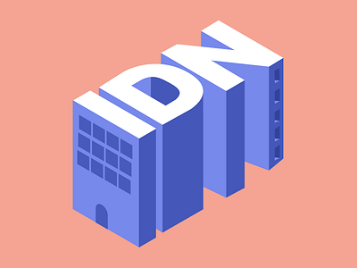 Isometric IDN Text graphic design isometric