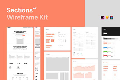 Sections Wireframe Kit 2.0 adobexd design figma landing landing page photoshop prototype prototyping sections wireframe kit 2.0 sketch uikit uikit sketch ux web wireframe wireframing xd