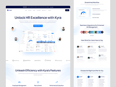 Kyra. - HR Management Landing Pages chart clean design employee hero section hr website human resource landing page management minimalist saas saas ui saas website ui uidesign ux website