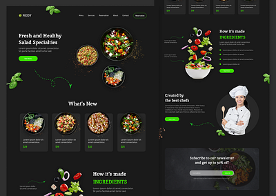 Salad restaurant landing page design dark design food landing landingpage modern restaurant salad site ui ux web webdesign website