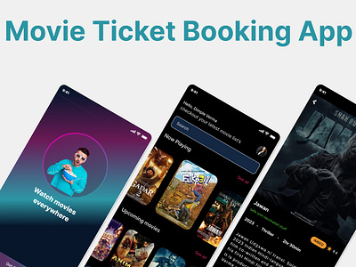 Movie Ticket Booking App 3d animation app branding design graphic design illustration logo moviebooking typography ui ux vector