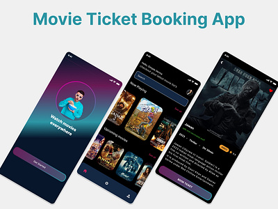 Movie Ticket Booking App 3d animation app branding design graphic design illustration logo moviebooking typography ui ux vector