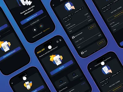 Billing App billing app blue calculator chat dark mode design mobile app trends ui uiux