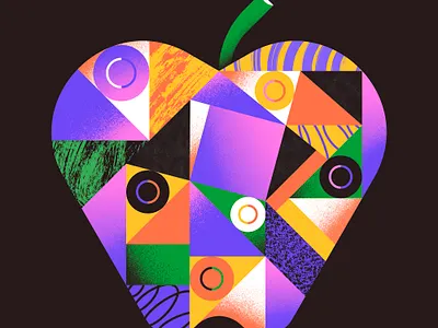 Apple apple bold colour design geometric illustration minimal pattern texture vector