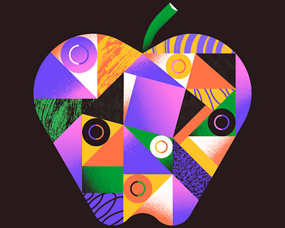 Apple apple bold colour design geometric illustration minimal pattern texture vector