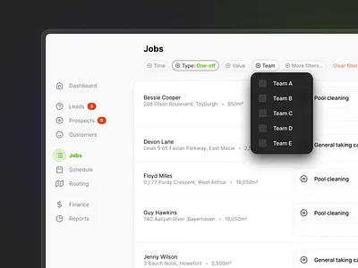Filtering / Navigation / Table app dropdown filtering filters navigation popup ui webapp