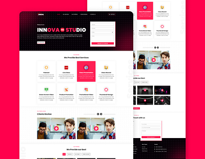 Studio Booking Landing Page UI Design app design clean ui contact section ecommerce graphic design hero banner ui homepage landing page design light website service section ui studio studio booking website ui ui design ui ux ux website design website ui design