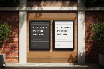 Citylight / Poster Mockup Set advertising art banner branding brick citylight daylight design graphic design minimalist mockup outdoor poster psd showcase street sunlight template urban wall