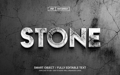 Stone'' Editable PSD Text Effect Style 3d actiob action branding design effect graphic design letter effect logo psd psd text effect stone stone 3d text style text text effect
