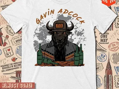 Gavin Adcock Graphite Bull painting t-shirt