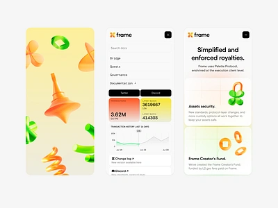 frame network: web design blockchain crypto l2 nft protocol visual identity web design web page web site web3