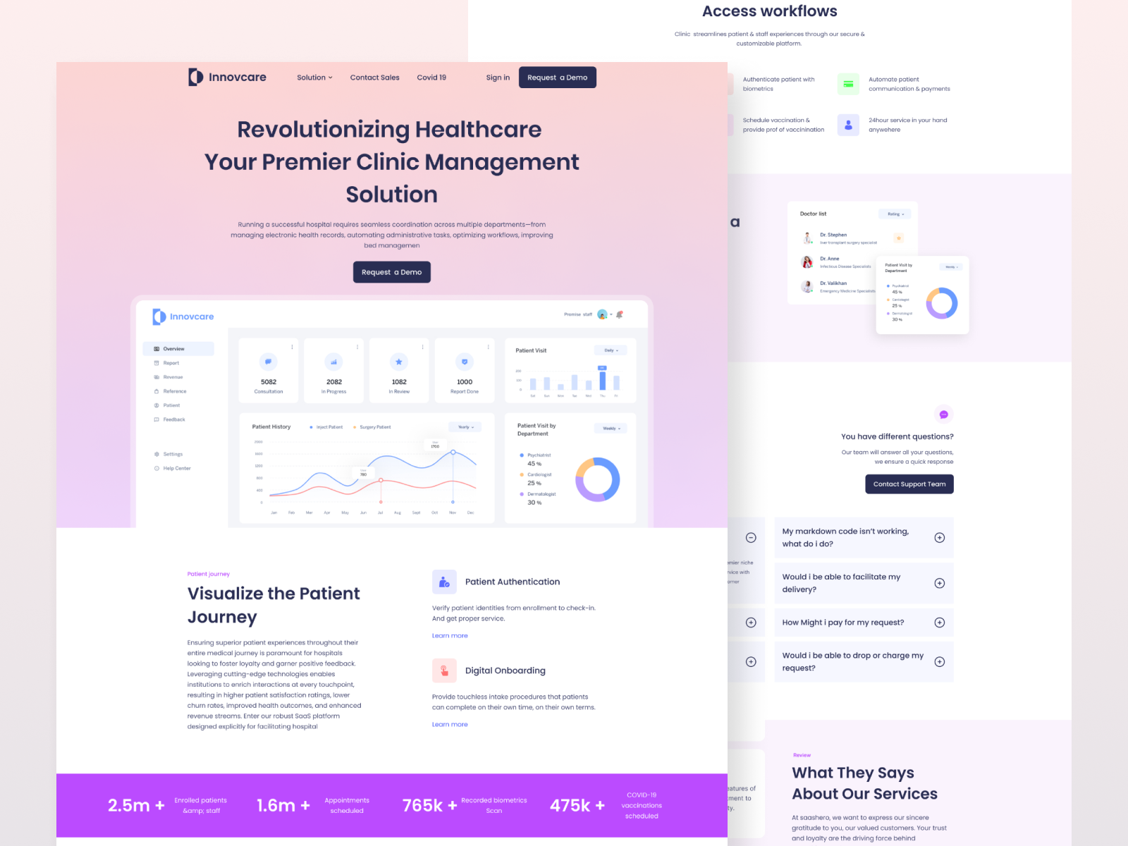Clinic SaaS landing page app clean clinic dashboard healthcare homepage landing page medical saas ui ux website