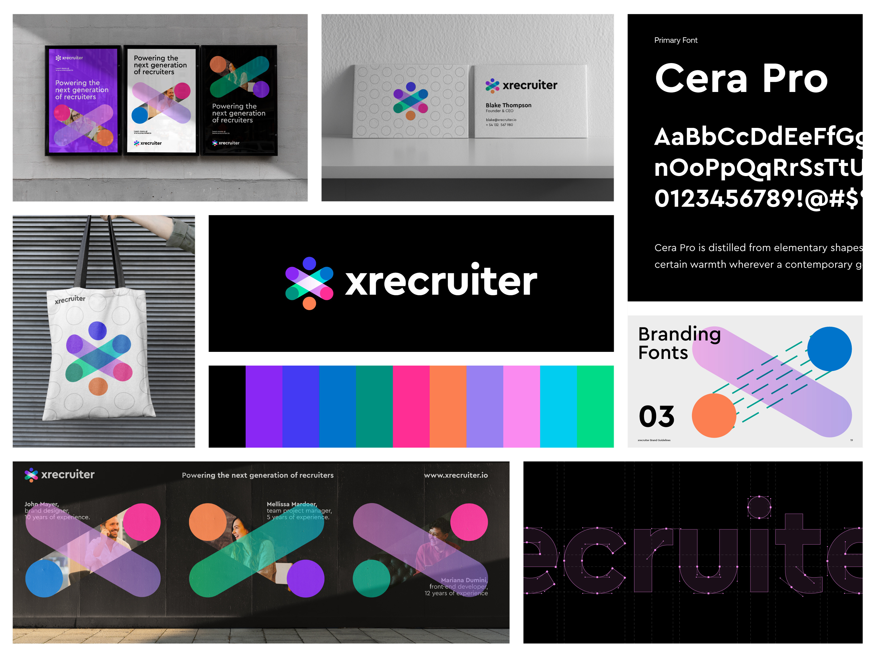 Xrecruiter Branding brand brand guidelines brandbook branding colofull connection heaxagon hr human logo management platform posters recruitement recruiting saas talent technology x