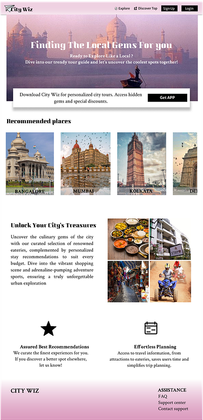 City Wiz Landing Page app app page city city of india creative design interactive design landing page responsive design travel app travel design ui ui designs uiux webpage website website design