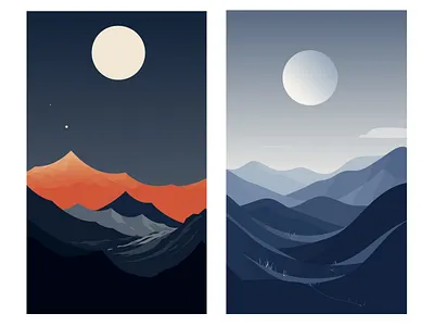 Moon Vector art with Mountains art classic graphic design mountain vector