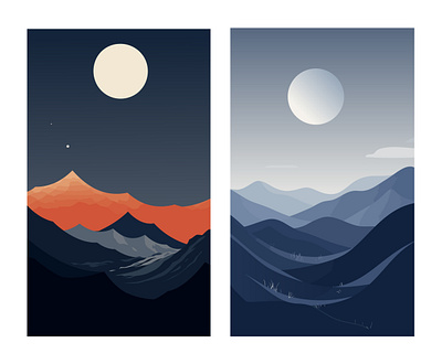 Moon Vector art with Mountains art classic graphic design mountain vector
