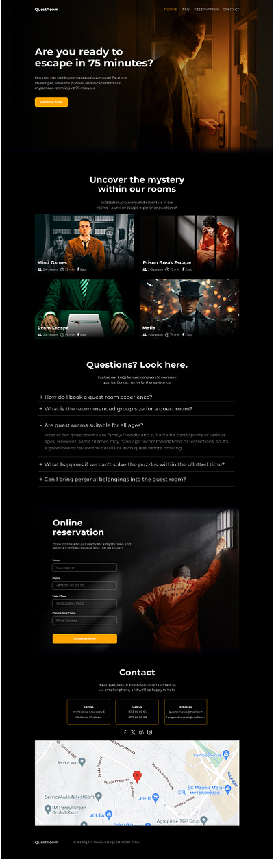 Quest room - Landing page colorful design elegant design escape flat design illustration interactive design landingpage minimalist design modern design photography questroom responsive design typography ui ui design uiux ux ux design webdesign website