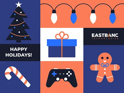 Christmas postcard branding candy cane christmas christmas lights christmas tree cookie gamepad gift graphic design hanukkah holidays illustration minimalism present tech vector graphics winter xmas