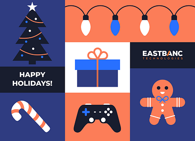 Christmas postcard branding candy cane christmas christmas lights christmas tree cookie gamepad gift graphic design hanukkah holidays illustration minimalism present tech vector graphics winter xmas