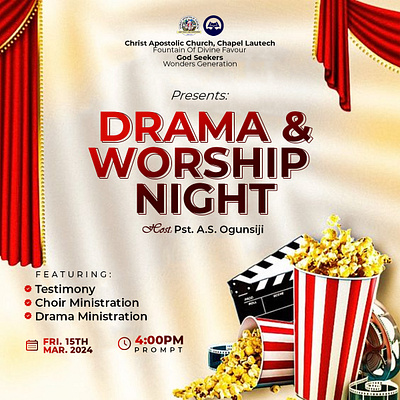 Drama and worship night cac chapel church design drama flyer graphic design logo typography worship