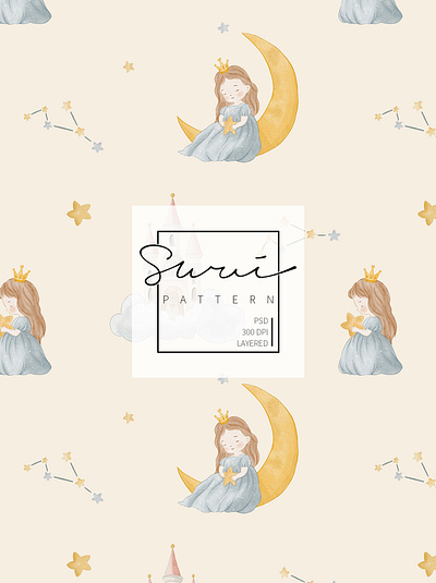 Star princess seamless pattern design illustration kids pattern pattern pattern design princess printing star