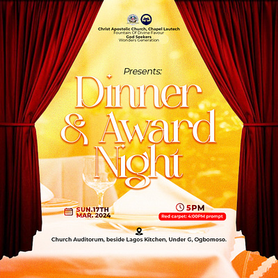 Dinner & Award Night 3d award branding cac chapel church design dinner flyer graphic design logo ministry night typography
