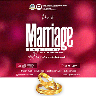 Marriage seminar cac chapel church design flyer graphic design illustration logo marriage seminar typography vector