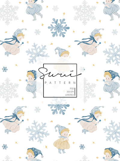 Snow elves seamless pattern design illustration pattern pattern design printing seamless pattern