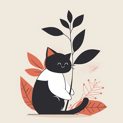 Whimsical Autumn Cat cute cat illustration