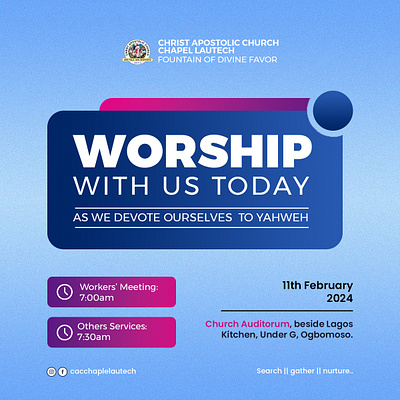 Sunday Service cac chapel church design flyer fountain graphic design logo ministry service sunday typography with us worship