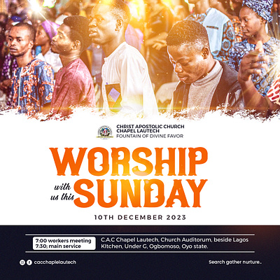 CAC Chapel Lautech cac church design effect flyer flyer design graphic design illustration logo service sunday typography vector with us worship